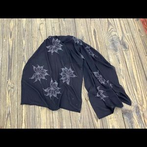 New Black Long Scarf Shawl Floral Design